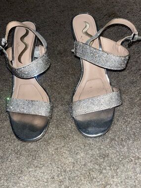 Nina Shoes Silver Crystal Strap Sandals